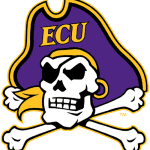 A pirate skull and crossbones with the letters ecu on it.