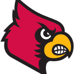 A cardinal mascot with an angry look on its face.