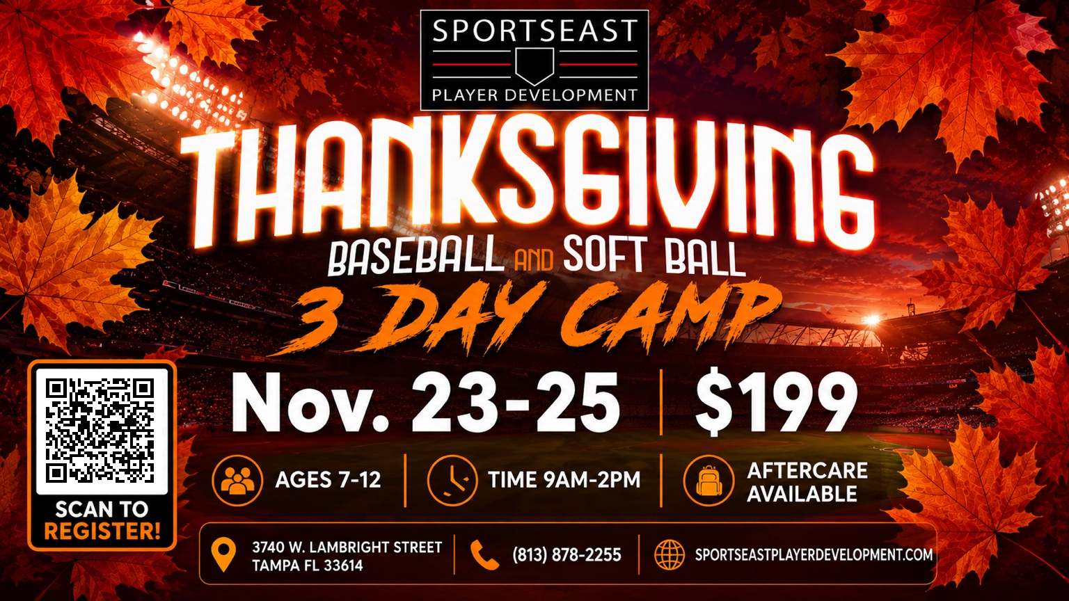 IMG_8170 Thanksgiving baseball and softball 3-day camp advertisement.
